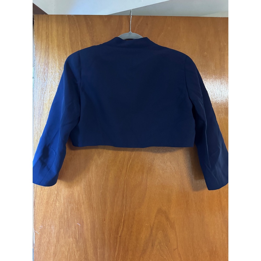 Luisa Spagnoli Blue 100% Silk Cropped Bolero Jacket 46 NWT - Picture 3 of 6